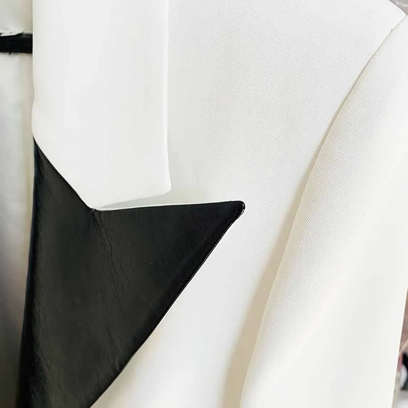 Long Sleeves V Neck White Coat Blazer Mini Dresses