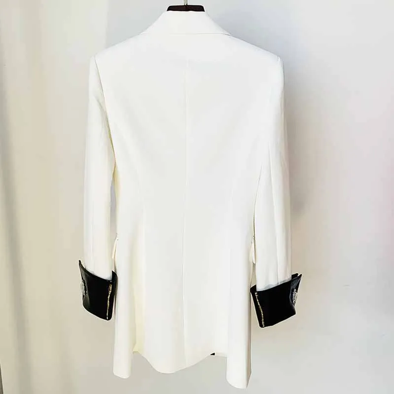 Long Sleeves V Neck White Coat Blazer Mini Dresses