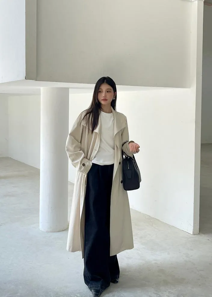 Loose long trench coat