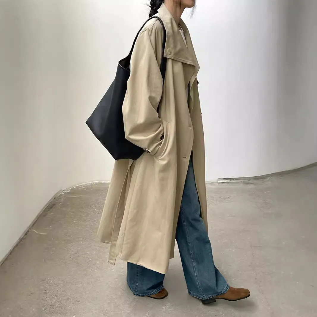 Loose long trench coat