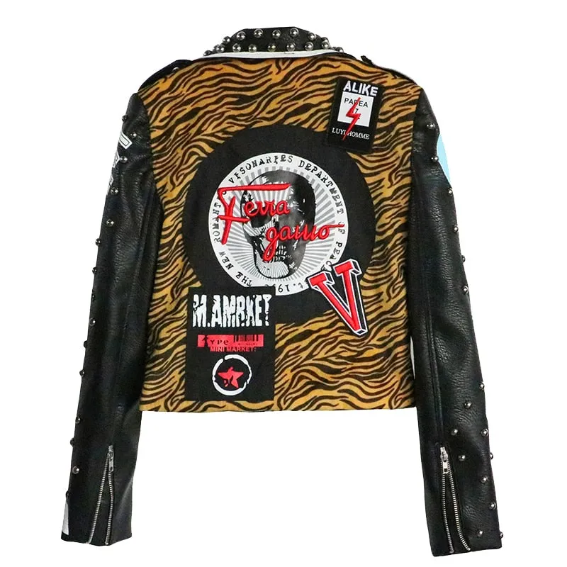 LORDXX Vegan Leather Leopard Jacket
