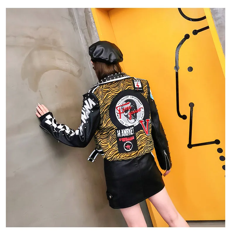 LORDXX Vegan Leather Leopard Jacket
