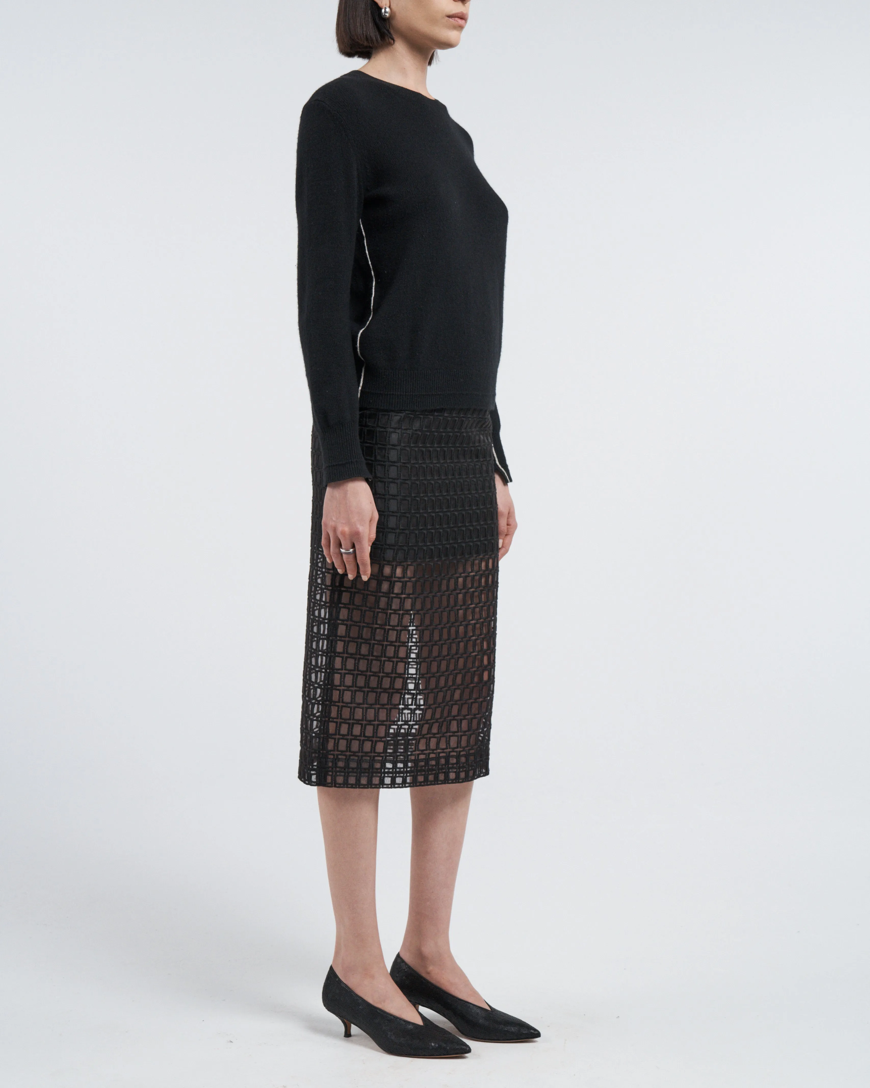 Low Rise Sheer Skirt in Black