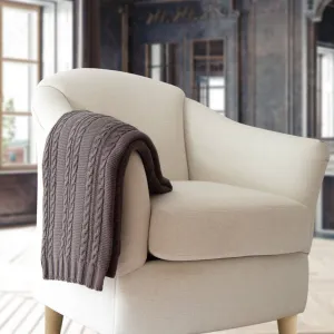 Luna Cable Knit Cotton Throw-Charcoal
