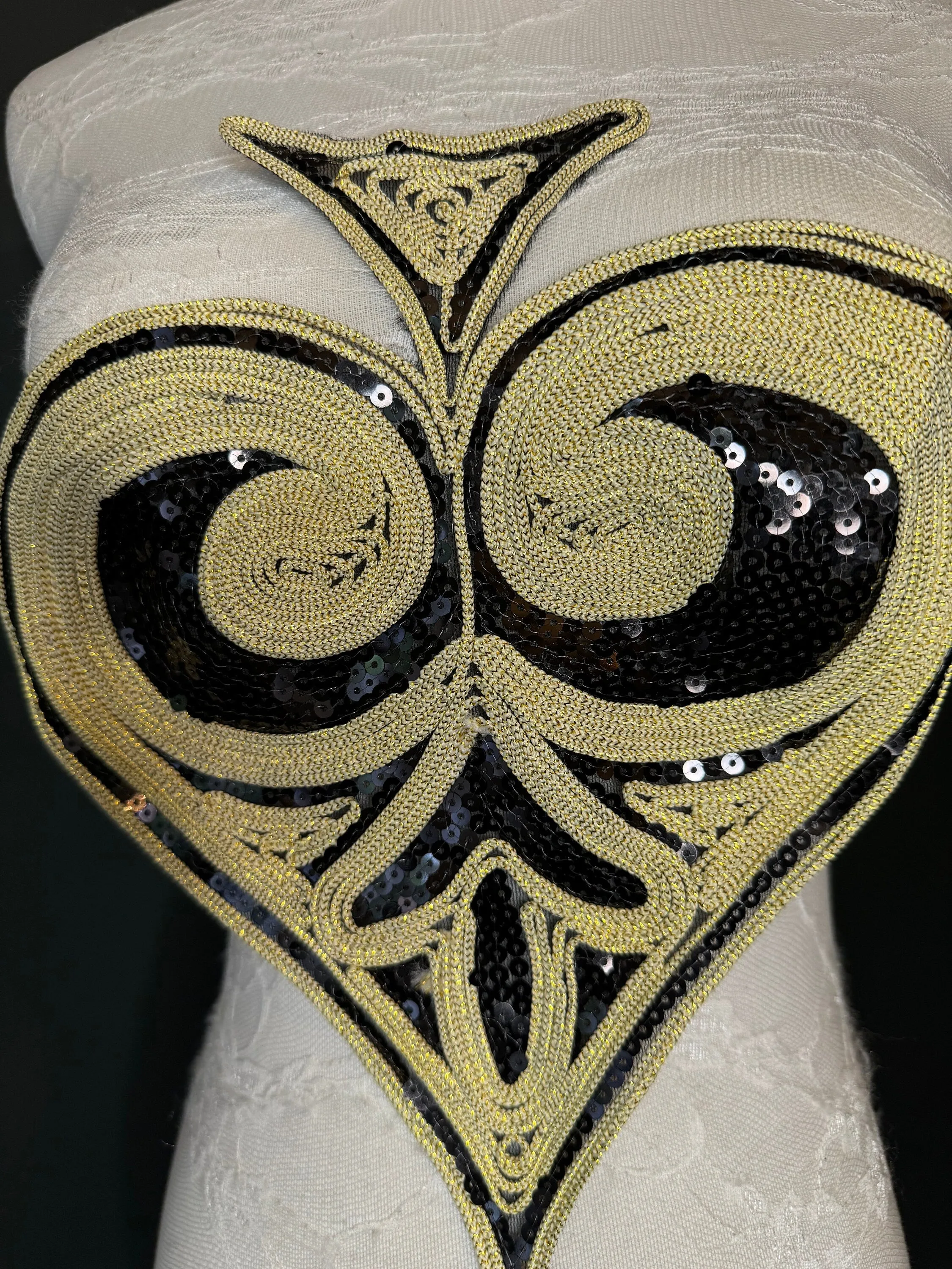 Lurex Motif, Spades, Ace of Spades, Motif, Sew on, Sequins, Crafts, Furnishings, Bags, Clothing, Costume, Fashion, Gold, Black,