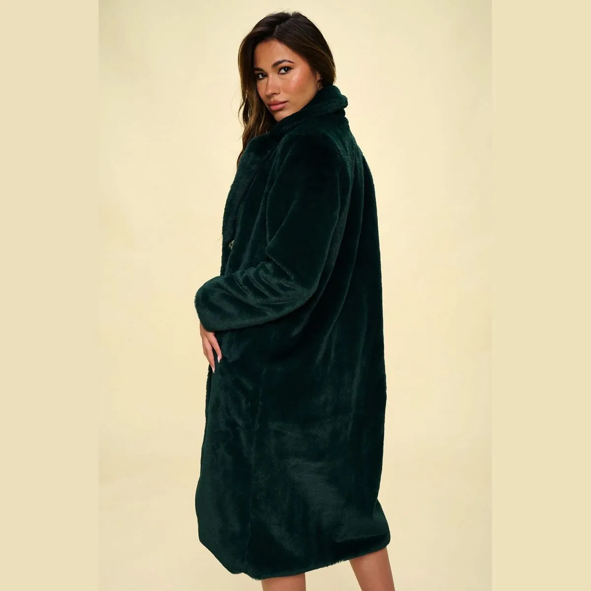 Luxe Emerald Faux Fur Coat