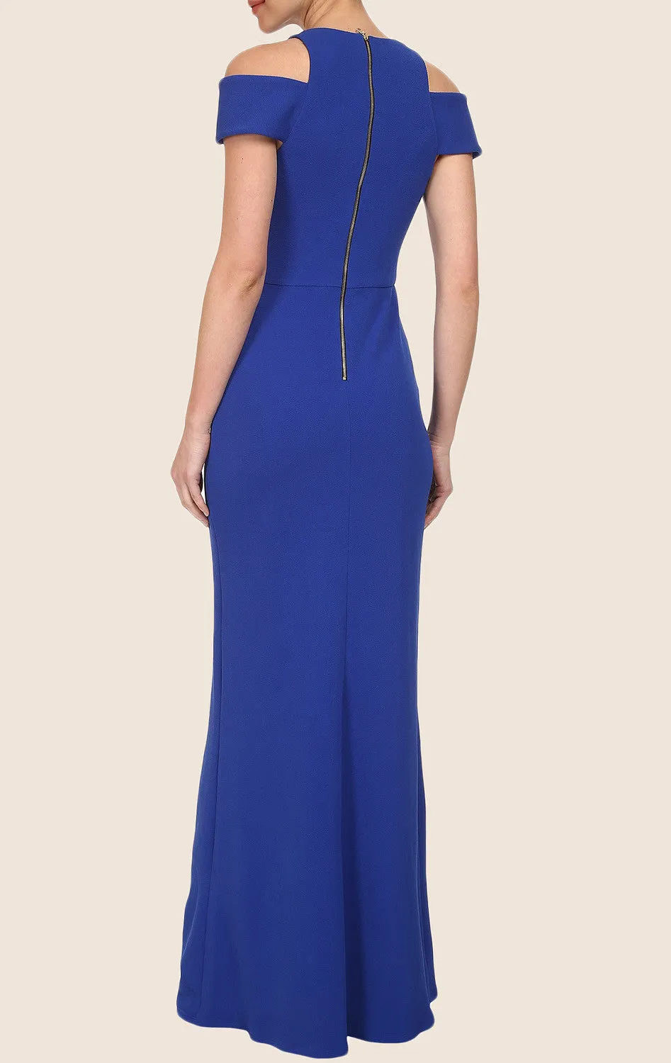 MACloth Sheath  Cap Sleeves Jersey Maxi Prom Dress Royal Blue Formal Gown