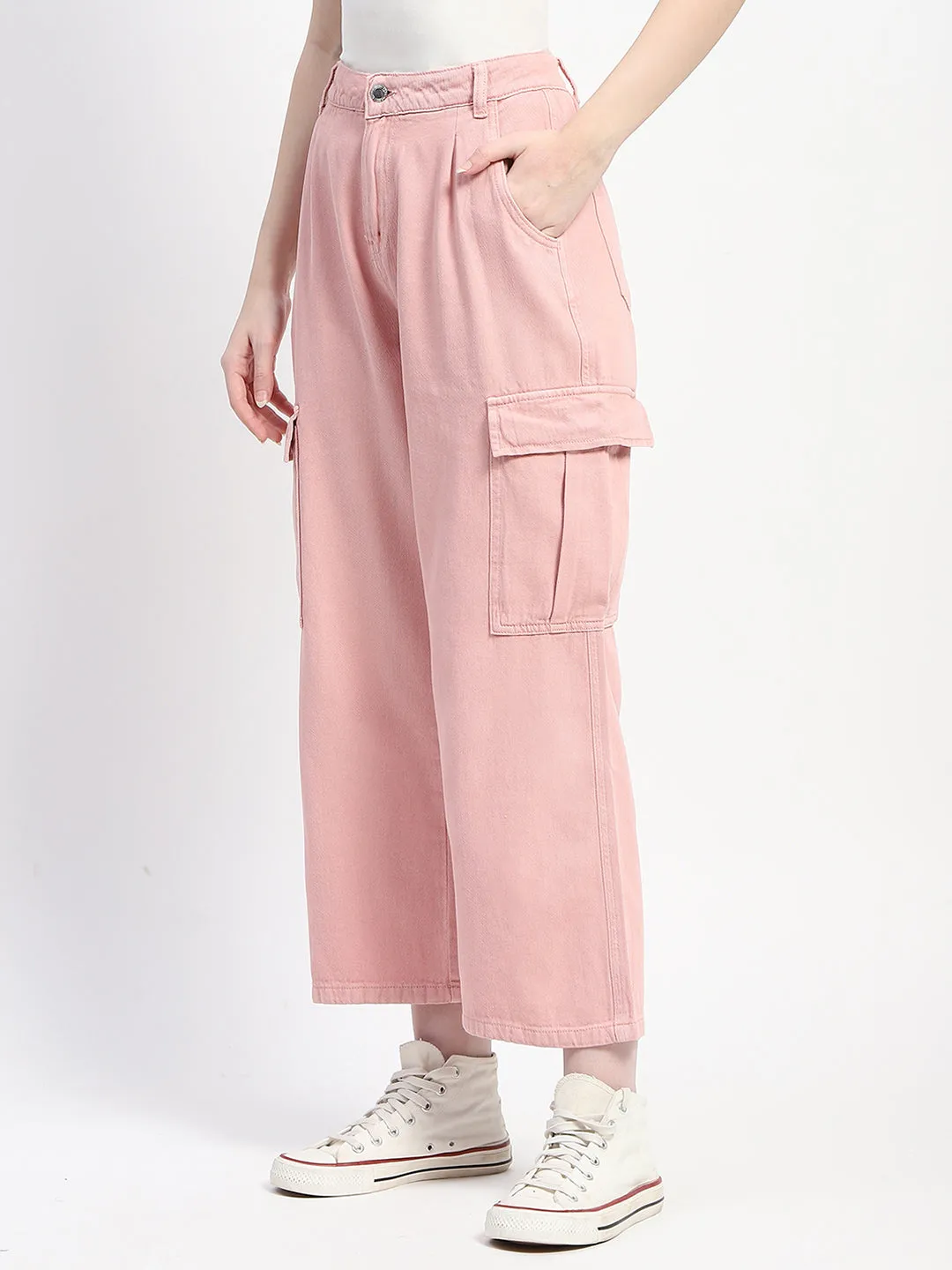 Madame Wide Legged Functional Pink Cargo Pants