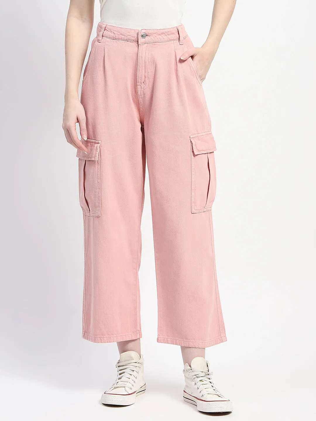 Madame Wide Legged Functional Pink Cargo Pants