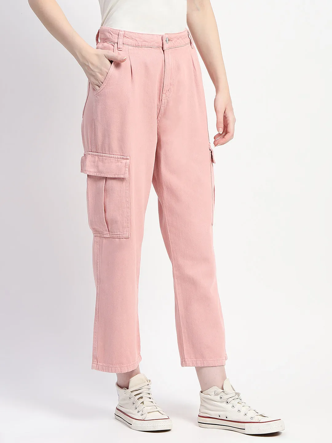 Madame Wide Legged Functional Pink Cargo Pants