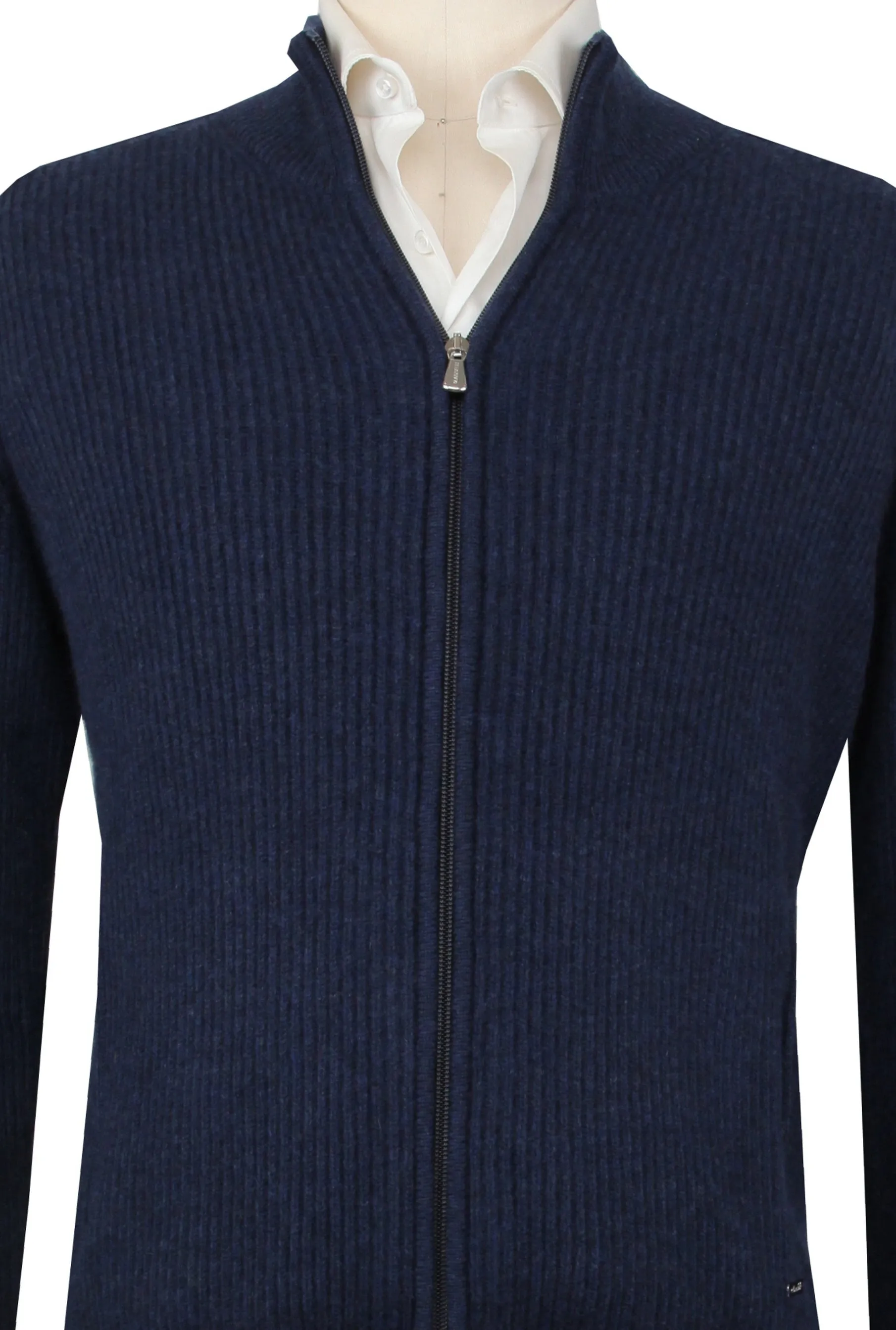 Mandelli Navy Blue Crewneck Jacket