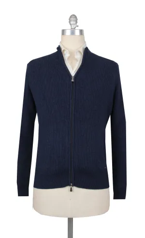 Mandelli Navy Blue Crewneck Jacket