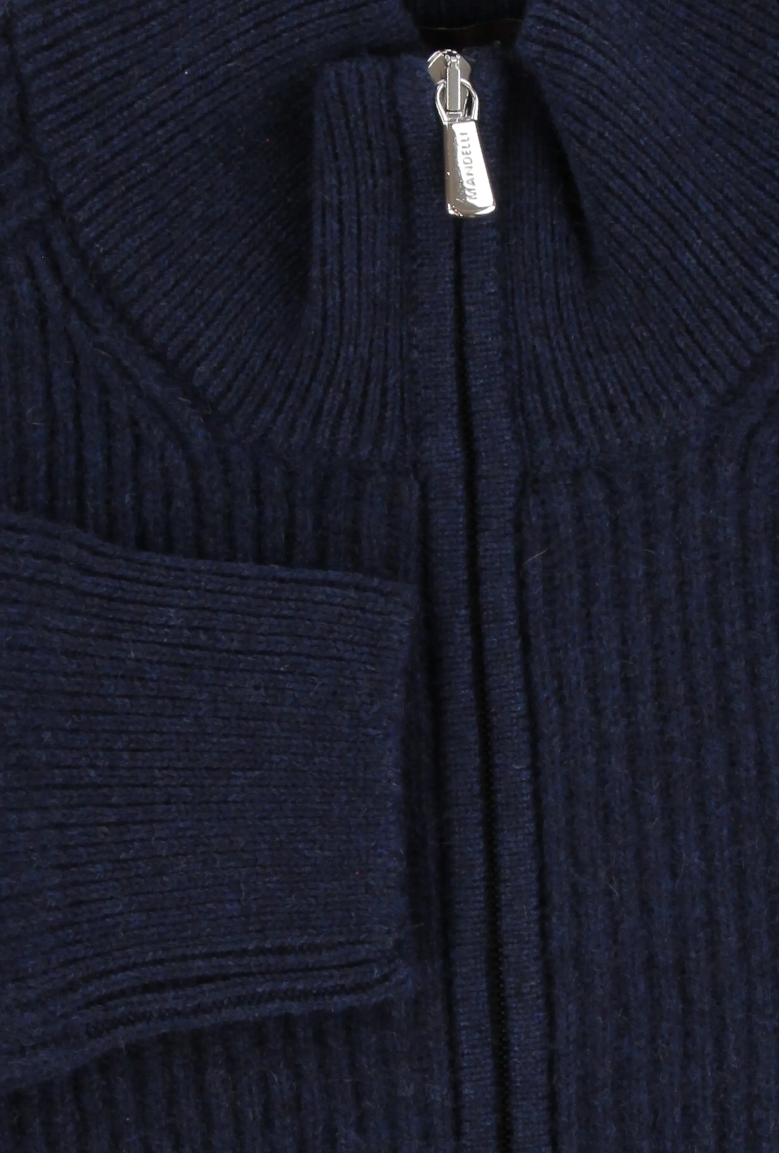 Mandelli Navy Blue Crewneck Jacket