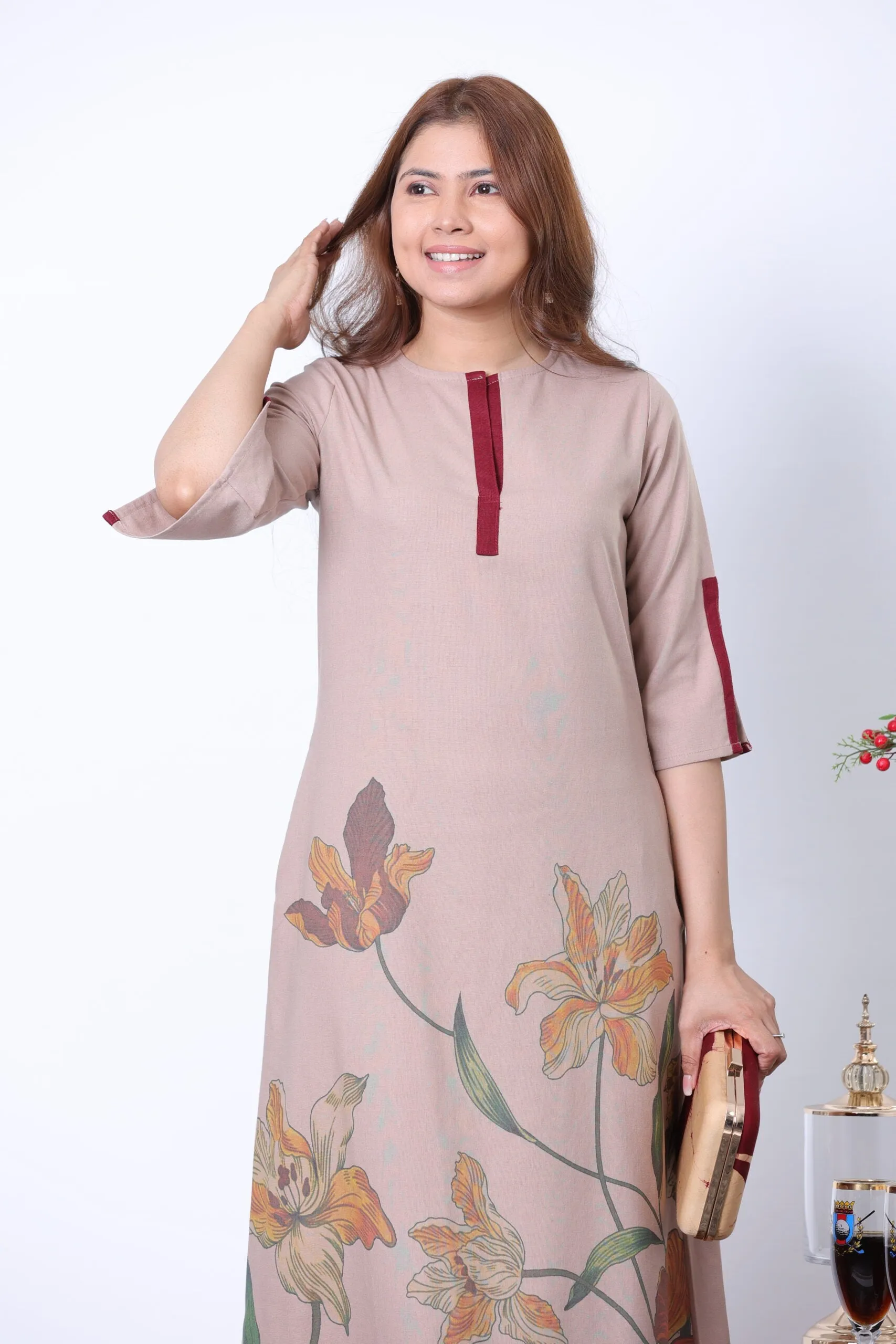 Marie Contrast Detail Dress | Kaftan, Bohemian Dress, Floral Dress, Boho Maxi Dress