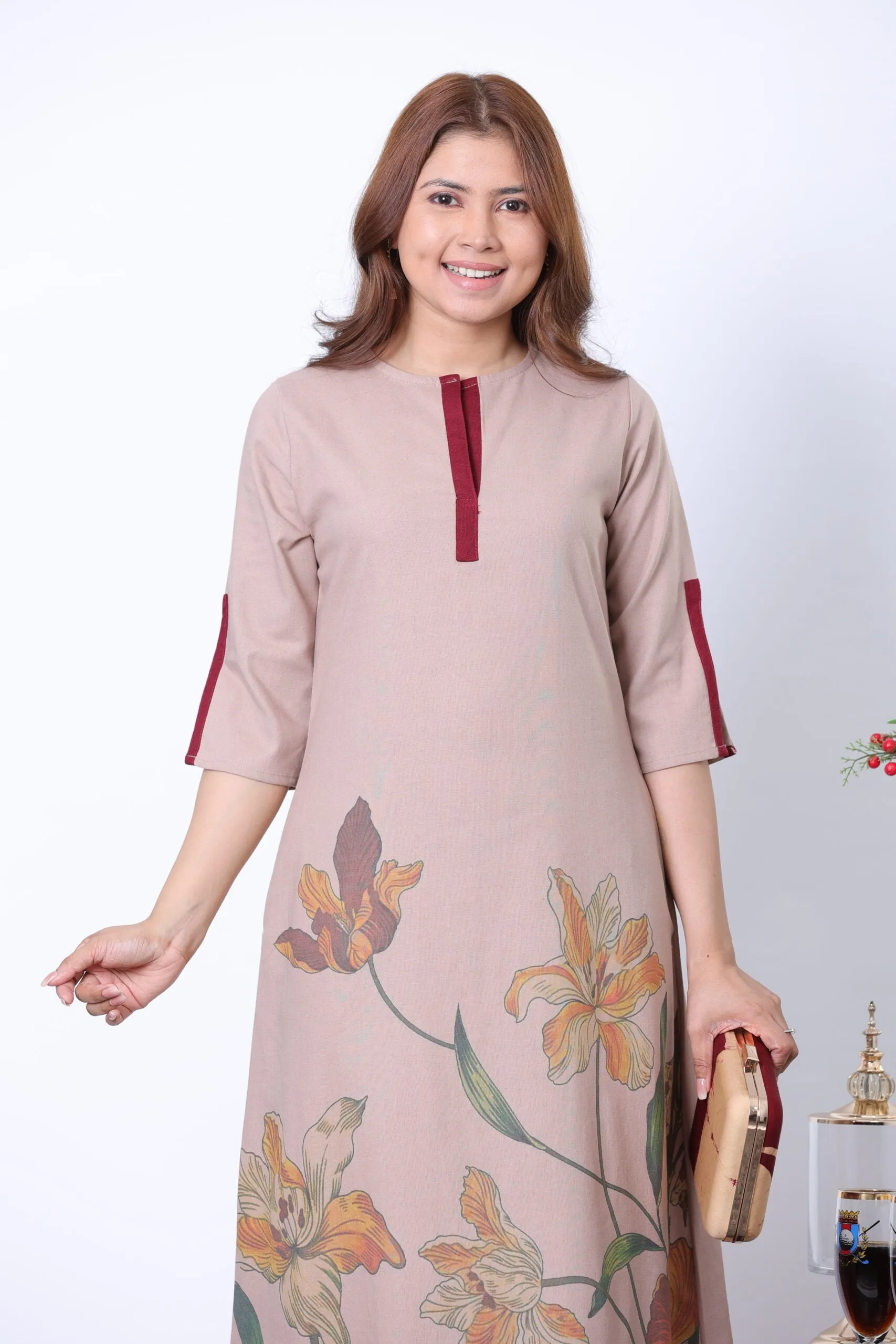 Marie Contrast Detail Dress | Kaftan, Bohemian Dress, Floral Dress, Boho Maxi Dress