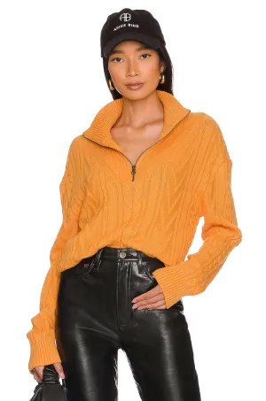 Marino Wool Half Zip Cable Knit Sweater