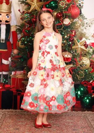 MARLO KIDS- CANDY CANE MAXI DRESS