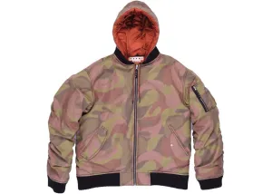 Marni Hooded Bomber Jackets Dusted Olive Camo