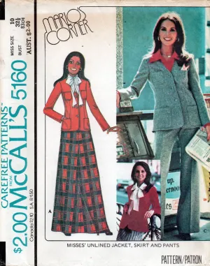 McCall's 5160 Marlo's Corner Womens Jacket Maxi Skirt & Pants 1970s Vintage Sewing Pattern Size 10 UNCUT Factory Folded