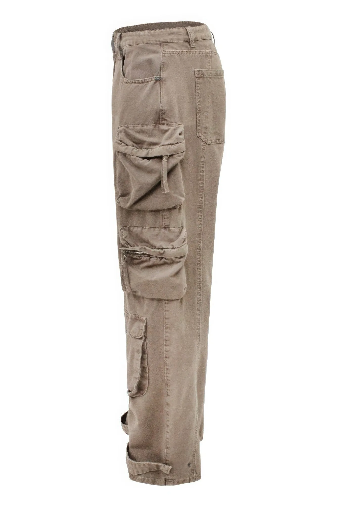 Men's Taupe Baggy Fit Cargo Pants