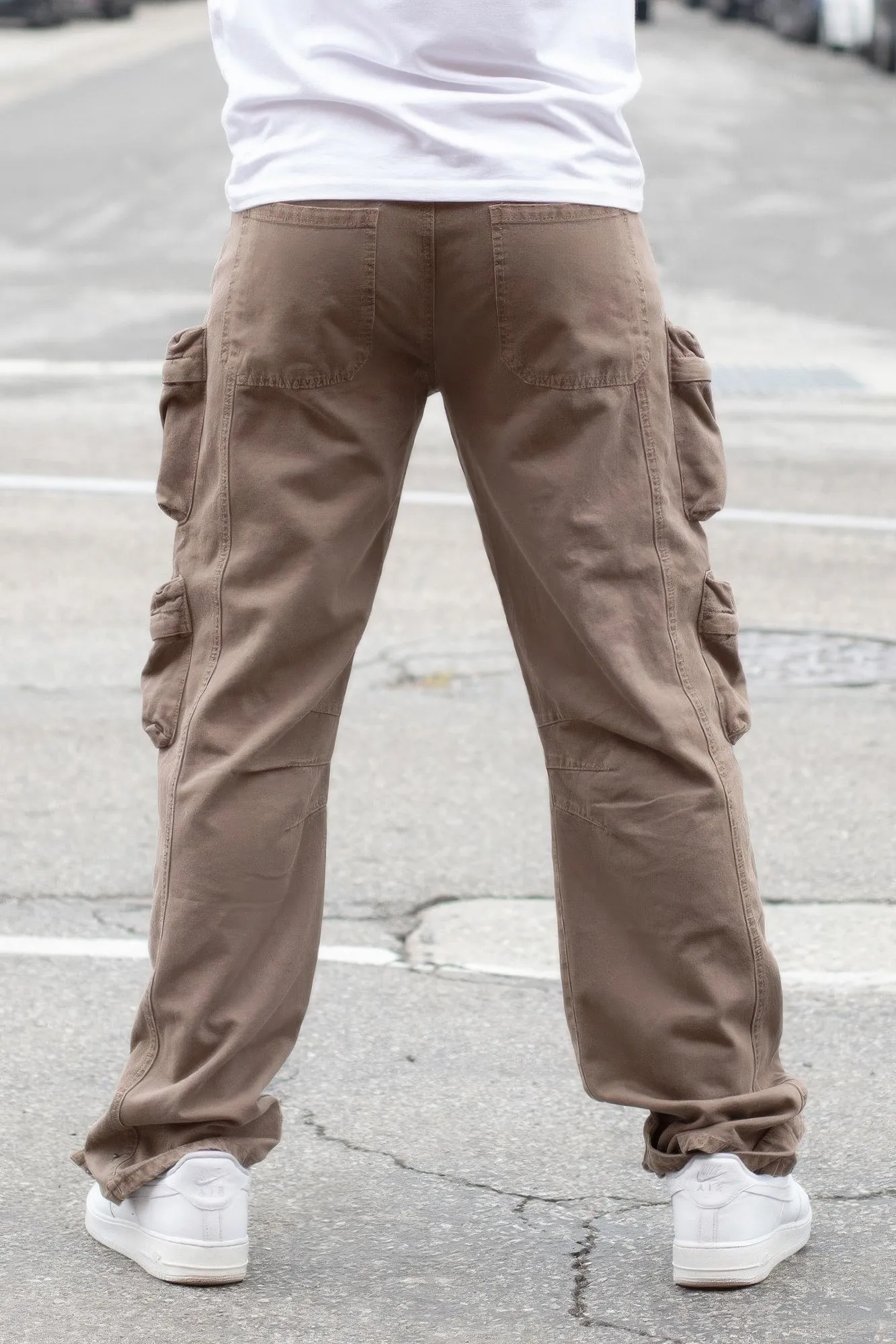 Men's Taupe Baggy Fit Cargo Pants