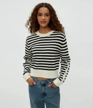 Merle Crewneck Sweater | Black Stripe