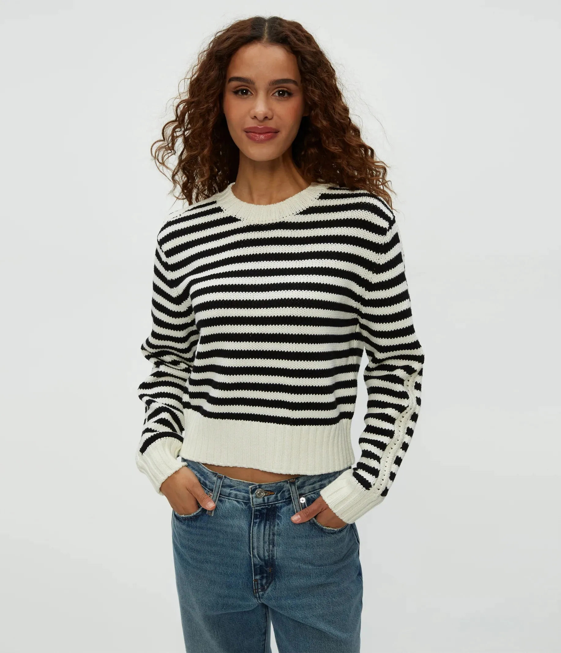 Merle Crewneck Sweater | Black Stripe