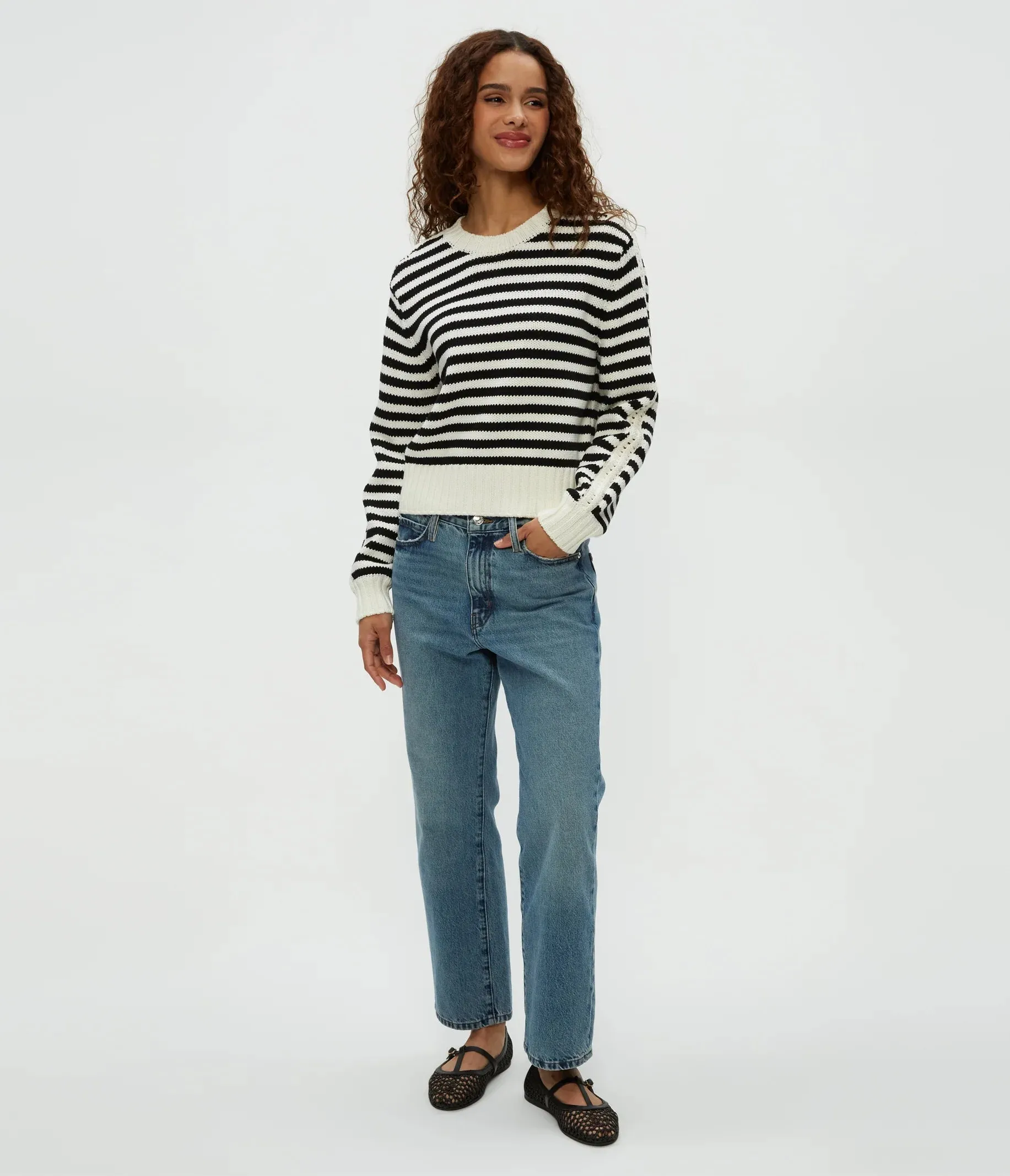 Merle Crewneck Sweater | Black Stripe
