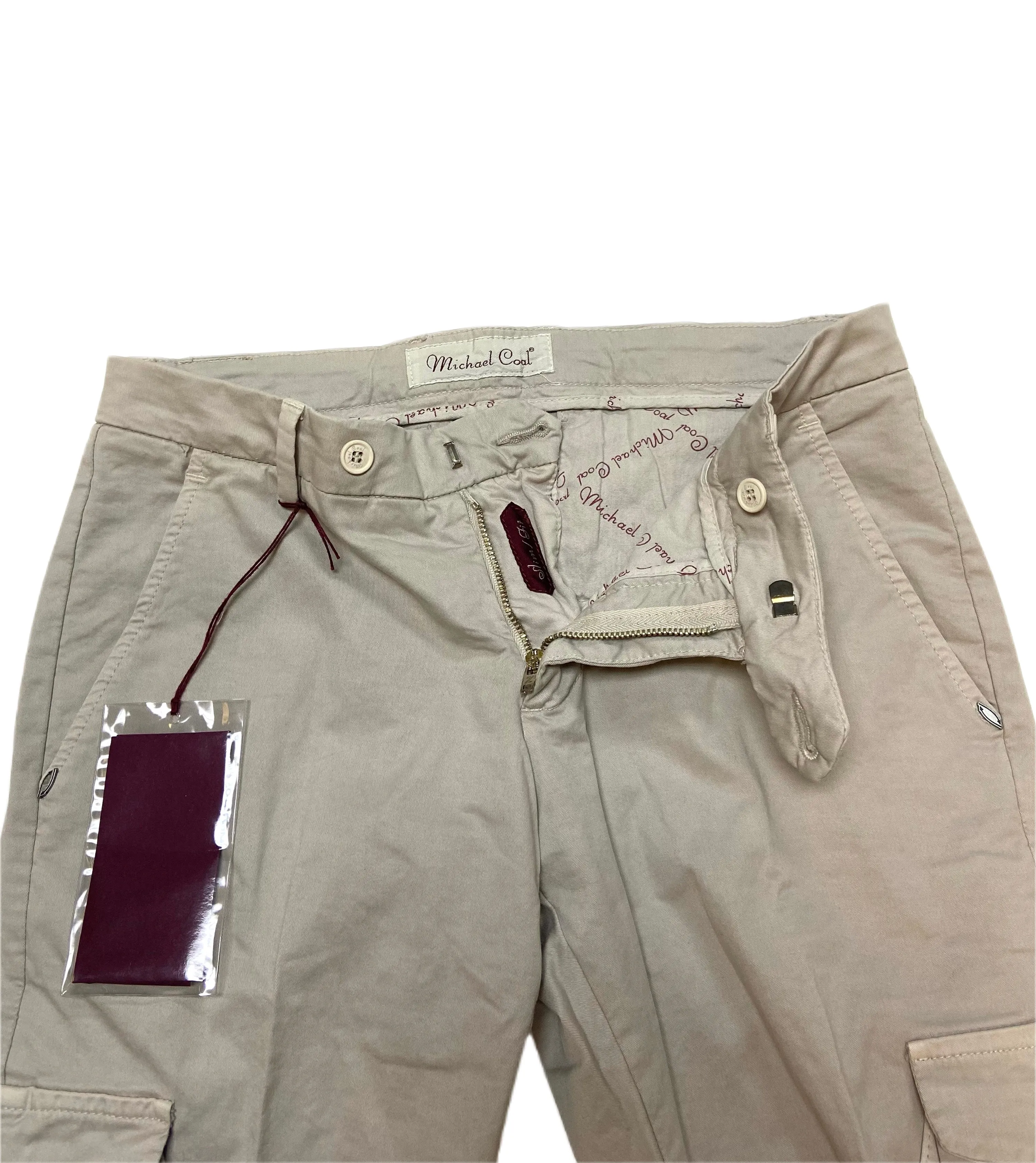 MICHAEL COAL Men's Beige Straight Leg Cargo Pants Sz 29 NWT