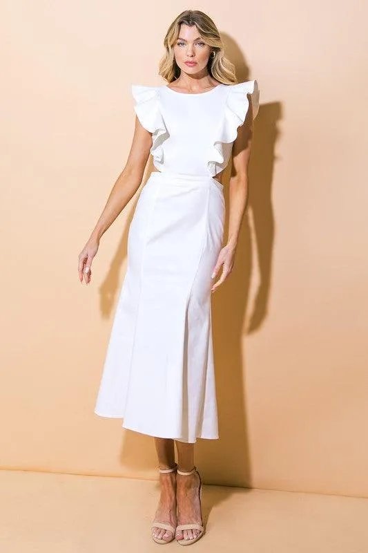 MIDI DENIM WHITE MERMAID DRESS