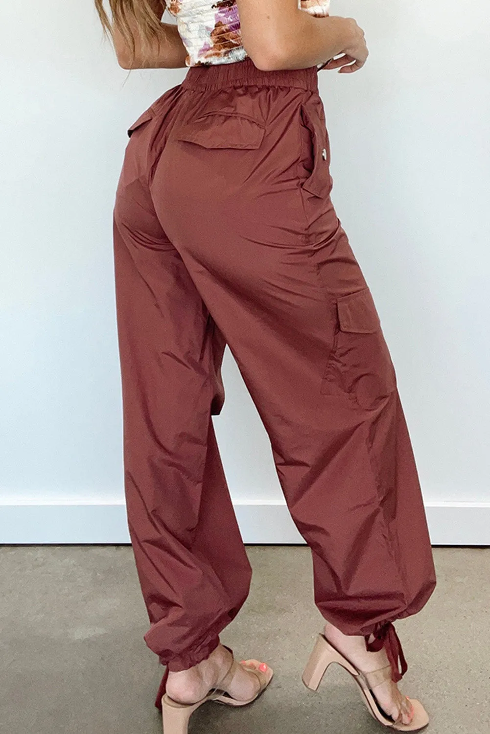 Mineral Red Tie Bottom Puffy Cargo Pants