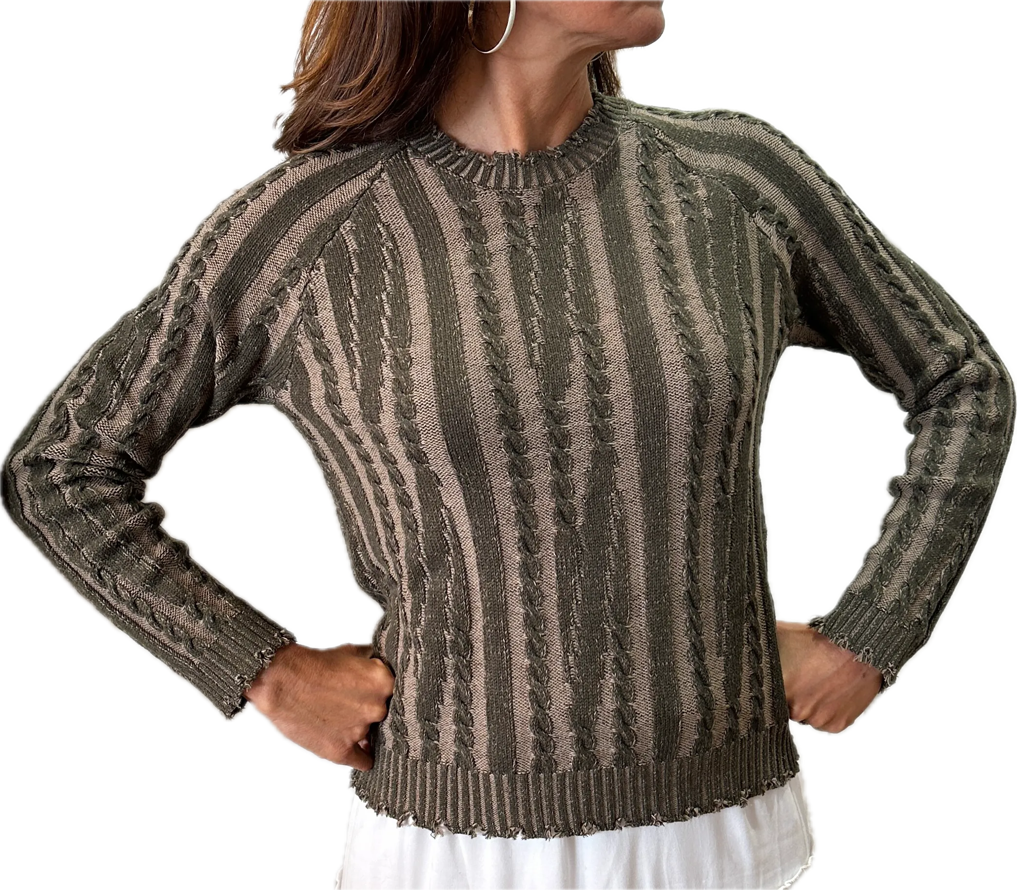 Minnie Rose Cotton Plaited Cable Crew