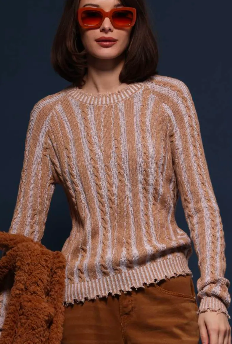 Minnie Rose Cotton Plaited Cable Crew