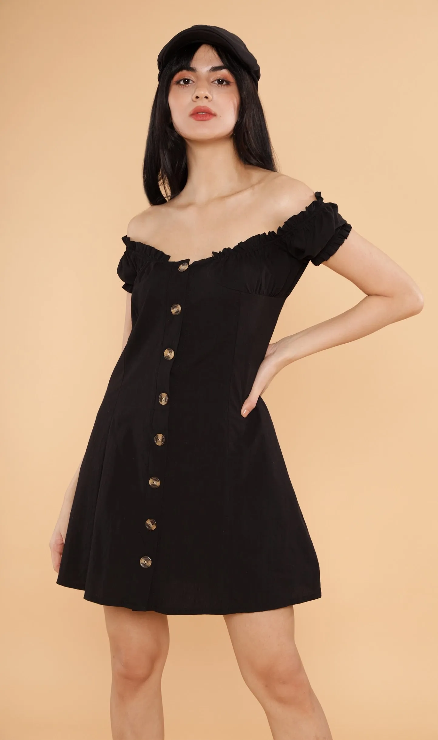 MOXIE Puff-Sleeve Mini Dress