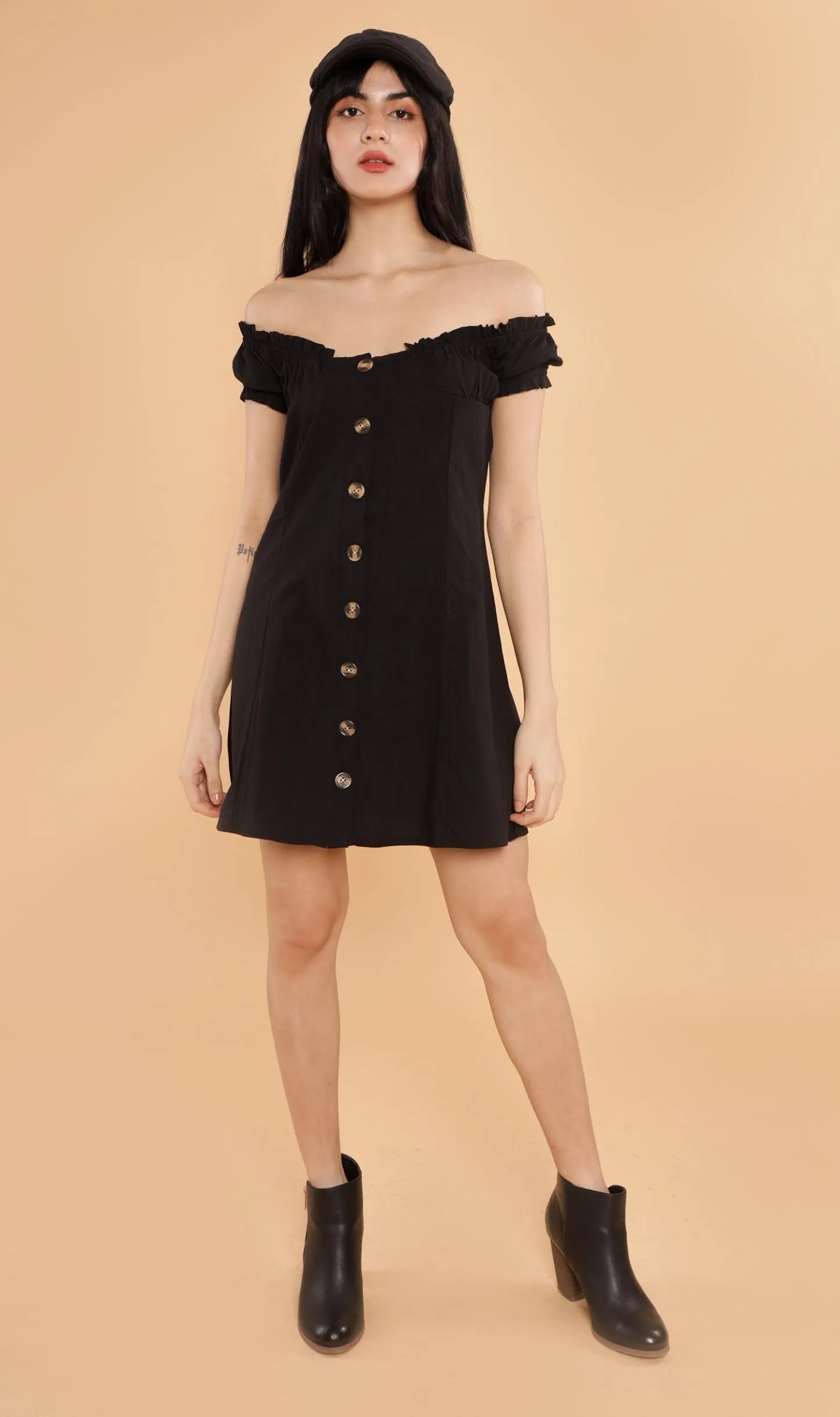 MOXIE Puff-Sleeve Mini Dress