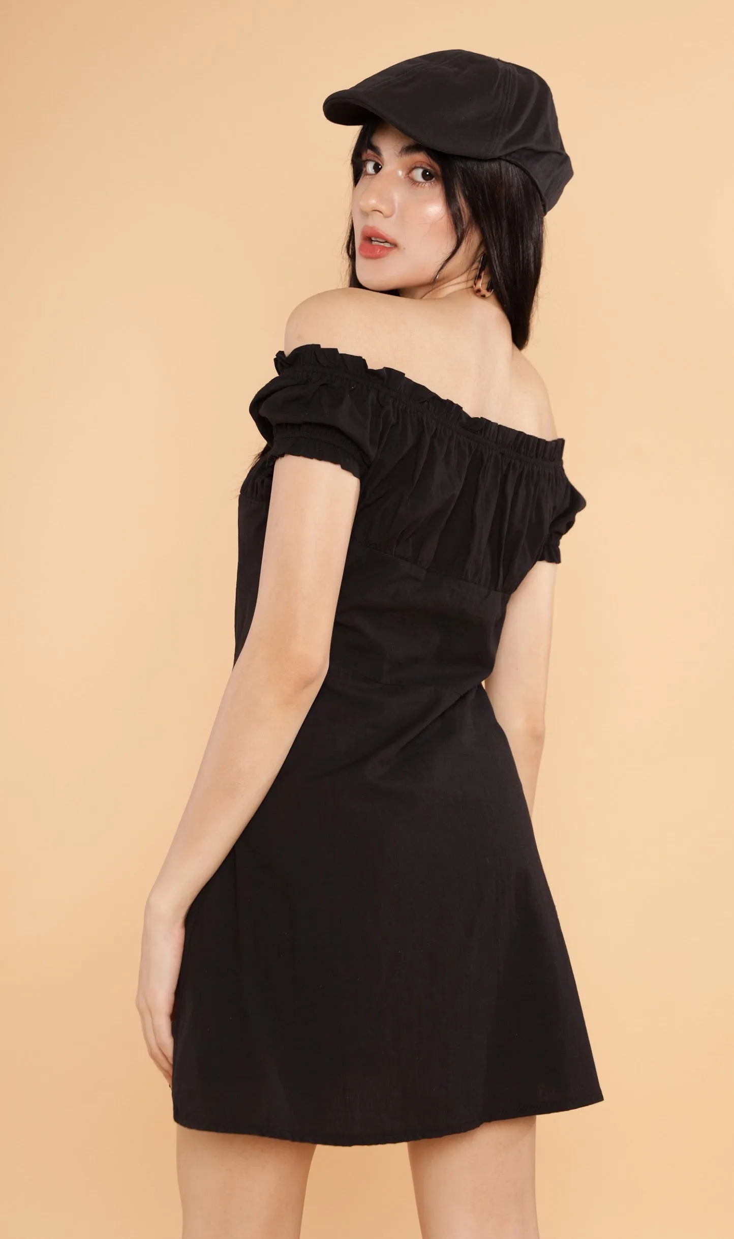 MOXIE Puff-Sleeve Mini Dress