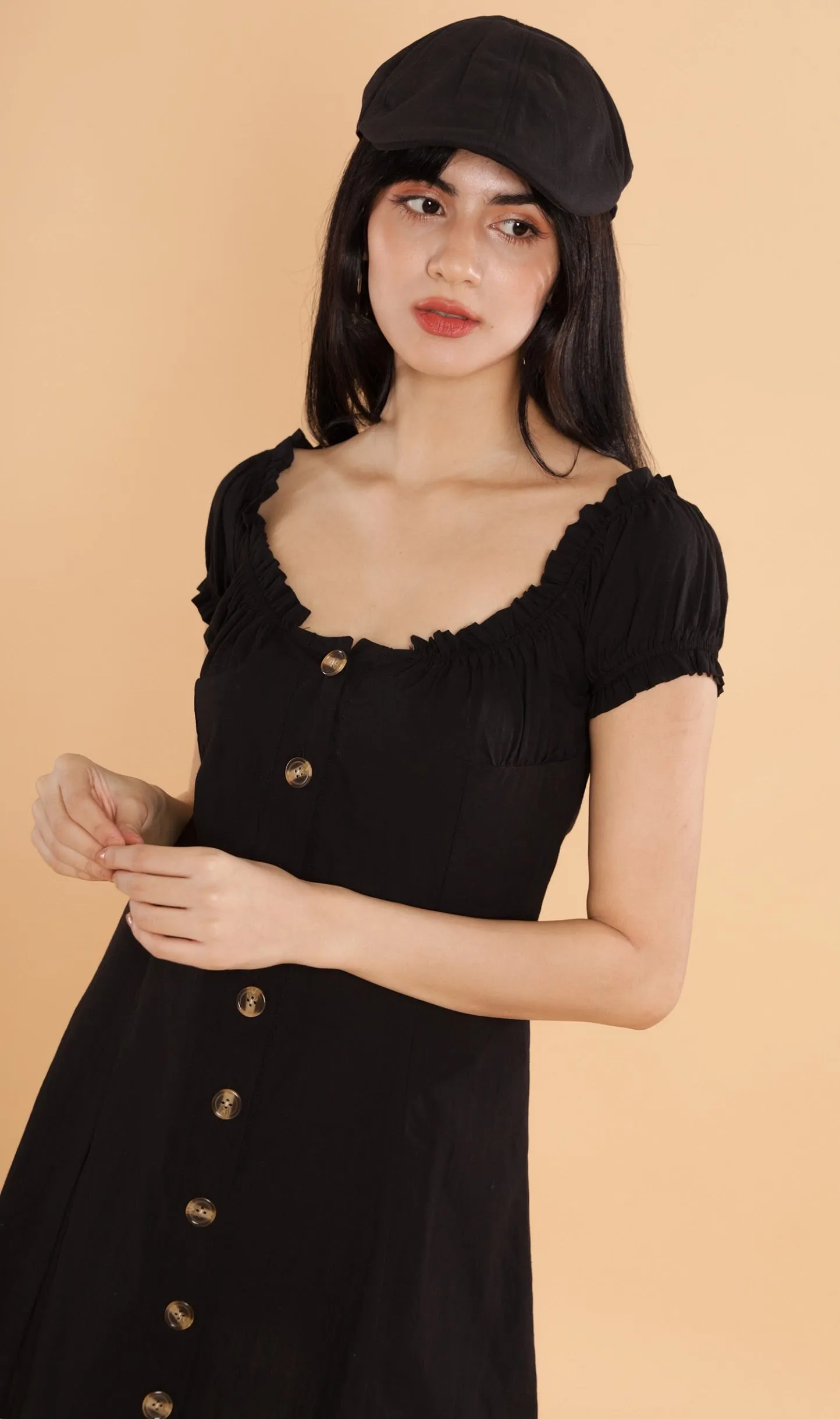 MOXIE Puff-Sleeve Mini Dress