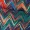 Multi Zig Zag Printed Mesh Asymmetric Waist Cut Out Midi Dress