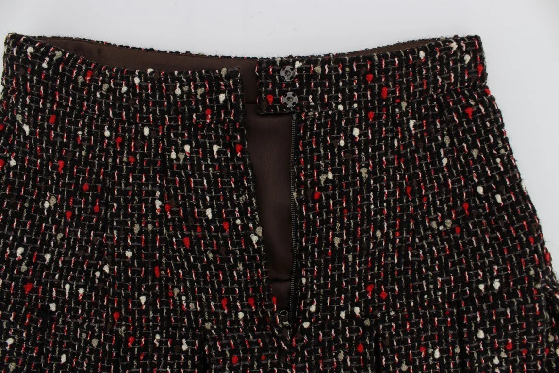 Multicolor A-Line Wool Tweed Skirt