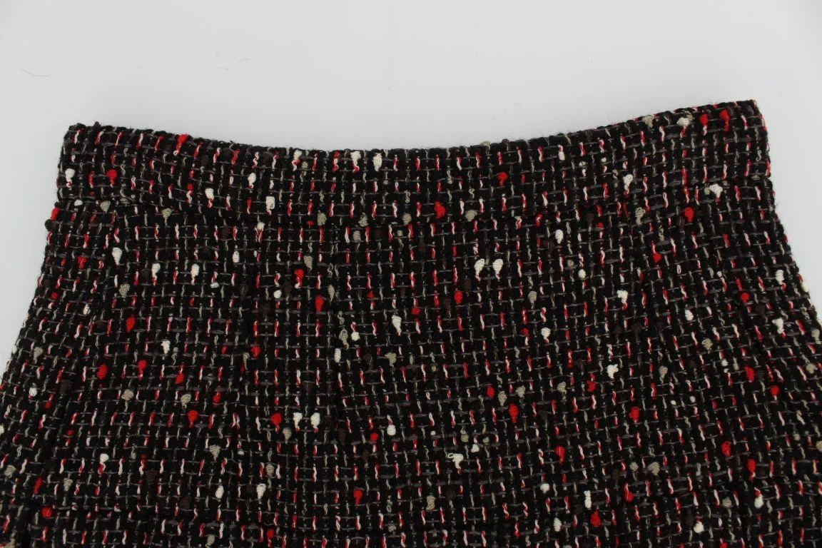 Multicolor A-Line Wool Tweed Skirt