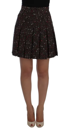 Multicolor A-Line Wool Tweed Skirt