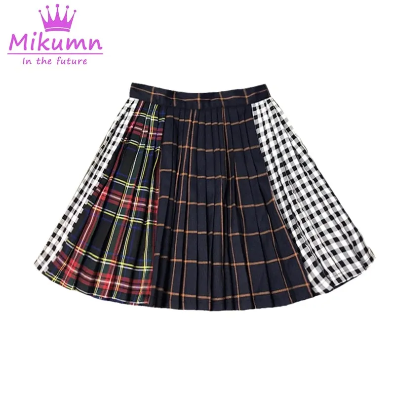 Multicolor Plaid Pleaded Skirts