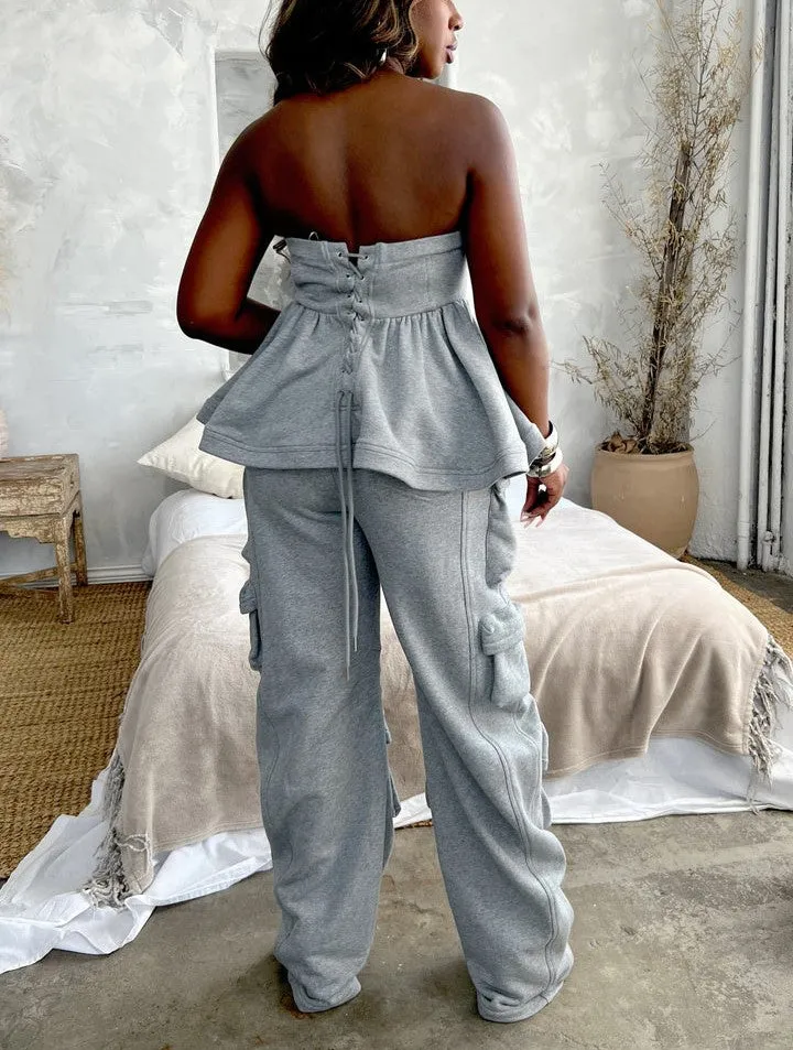 N1001TP - SLEEVELESS TOP & CARGO PANTS SET