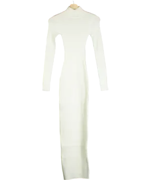 Naked Wardrobe White Knit Sweater Corset Maxi Dress UK XS