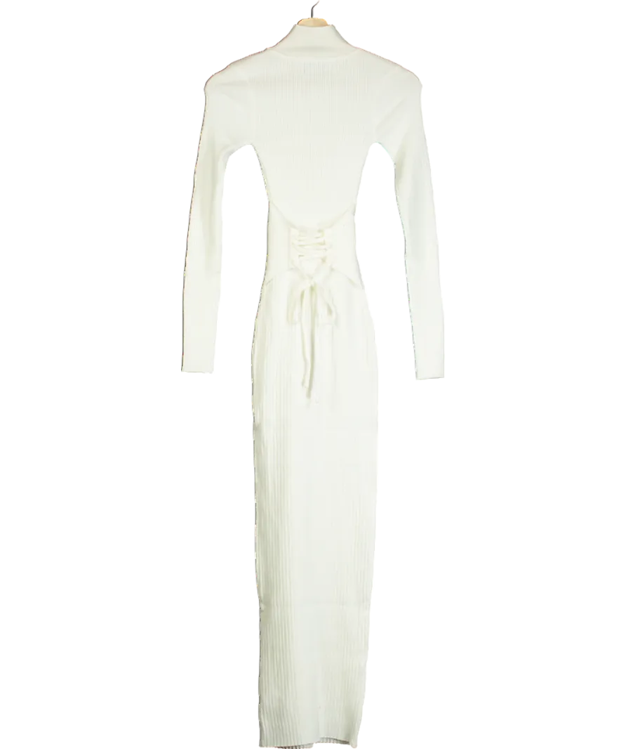 Naked Wardrobe White Knit Sweater Corset Maxi Dress UK XS