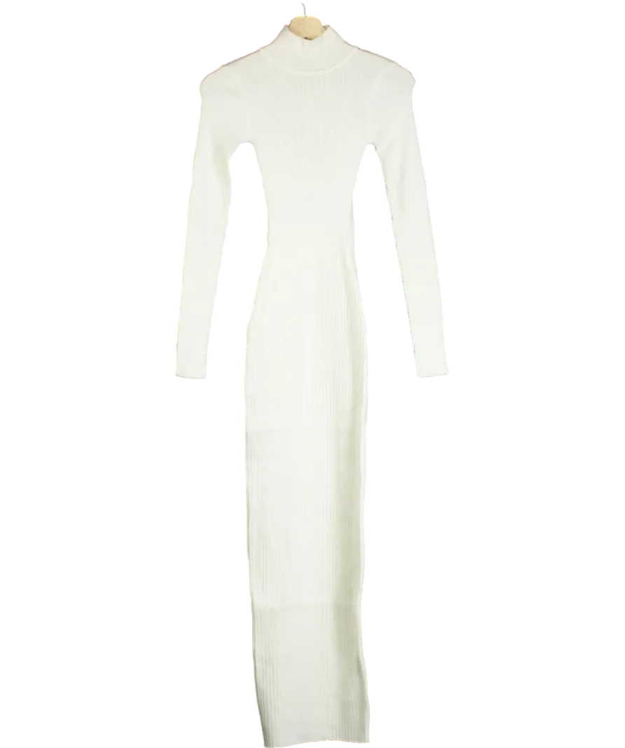Naked Wardrobe White Knit Sweater Corset Maxi Dress UK XS