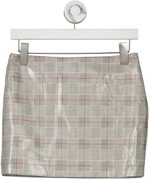 Nasty Gal Beige Vinyl Check Mini Skirt UK 6