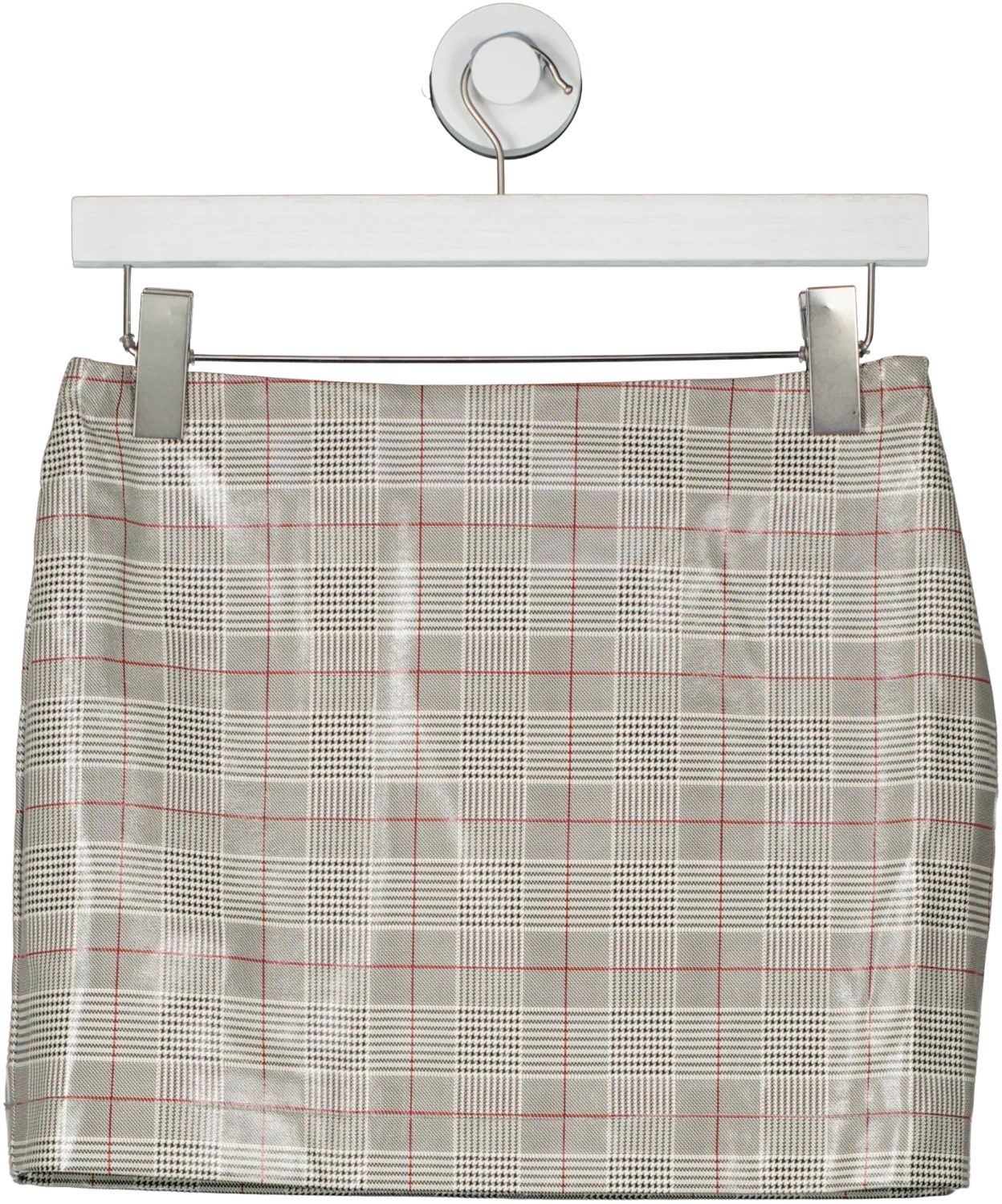Nasty Gal Beige Vinyl Check Mini Skirt UK 6