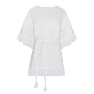 Natalia White Fringe Dress