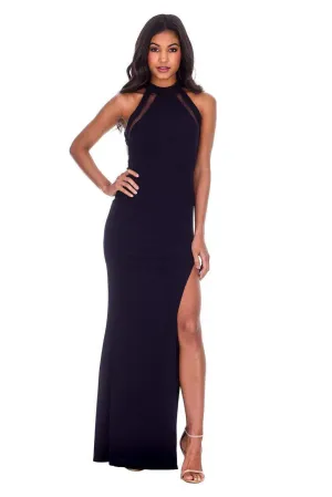 Navy Mesh Detailing Maxi Dress